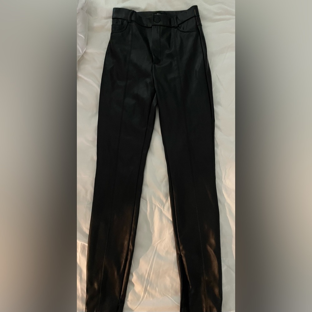 Zara Faux Leather Black pants with ankle zippers